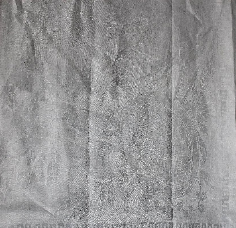 Nappe en damassée de lin à décor mythologique Mars sur son char style Louis XIV long : 5 mètres-photo-5
