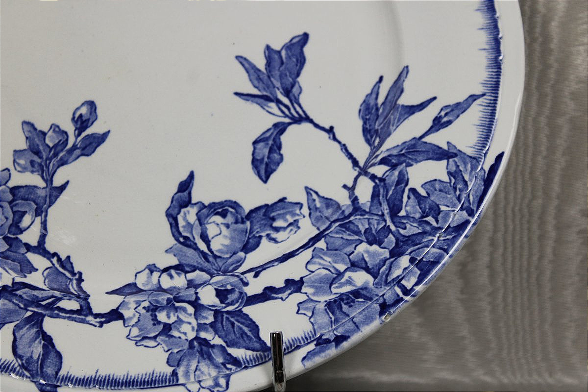 Plat en faïence fine de Bordeaux Jules Vieillard décor Chevreuse époque 19ème-photo-2