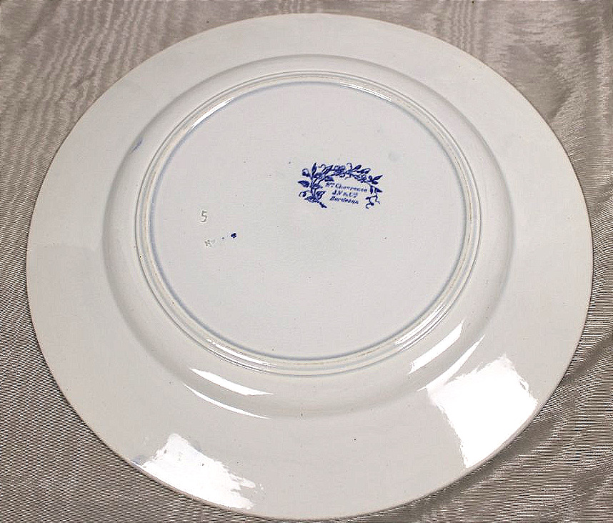 Plat en faïence fine de Bordeaux Jules Vieillard décor Chevreuse époque 19ème-photo-3