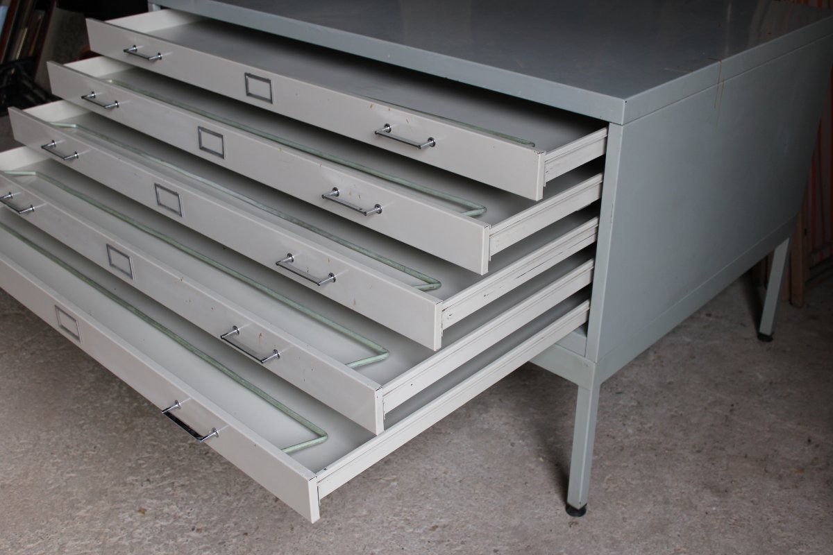 A Cabinet For Architects Or Collectors With 5 Drawers For Plans, Maps, Coins, Engravings, Etc...-photo-4