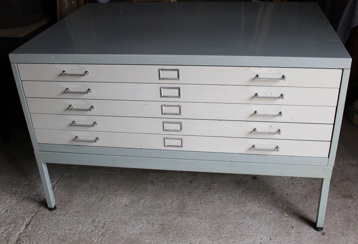 A Cabinet For Architects Or Collectors With 5 Drawers For Plans, Maps, Coins, Engravings, Etc...