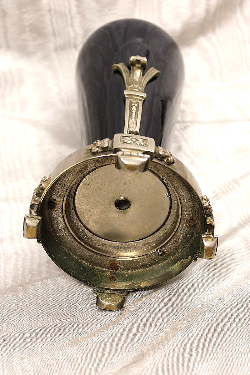 Blue Earthenware Lamp Base With Silver-plated Bronze Arm In The Napoleon III Style-photo-5
