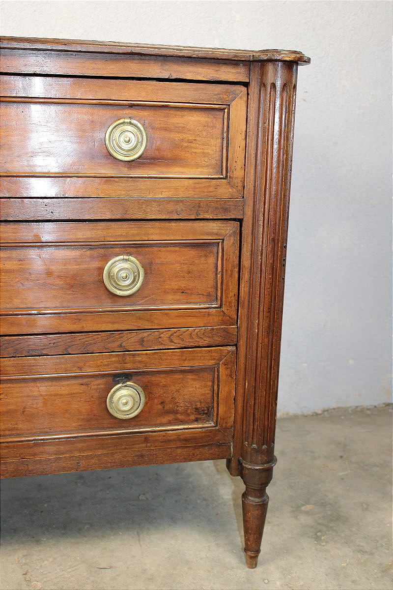 18th-century Louis XVI-style Chest Of Drawers Made Of Solid Fruitwood, With 3 Drawers-photo-3