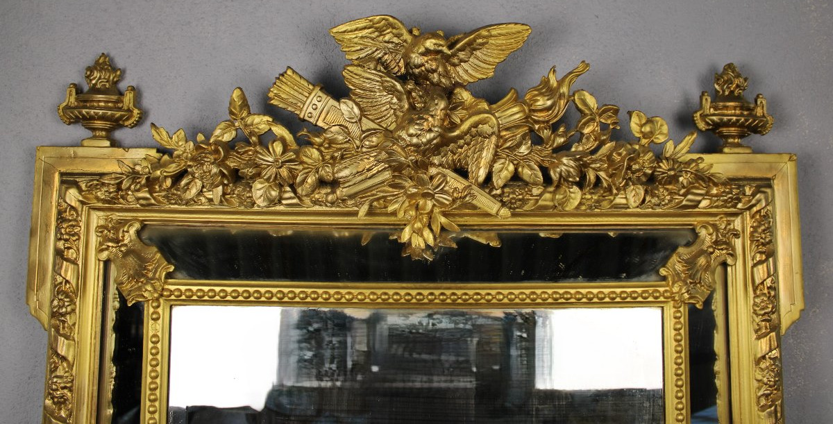 19th-century Mirror With Wooden Glazing Beads And Gilded Stucco-photo-5