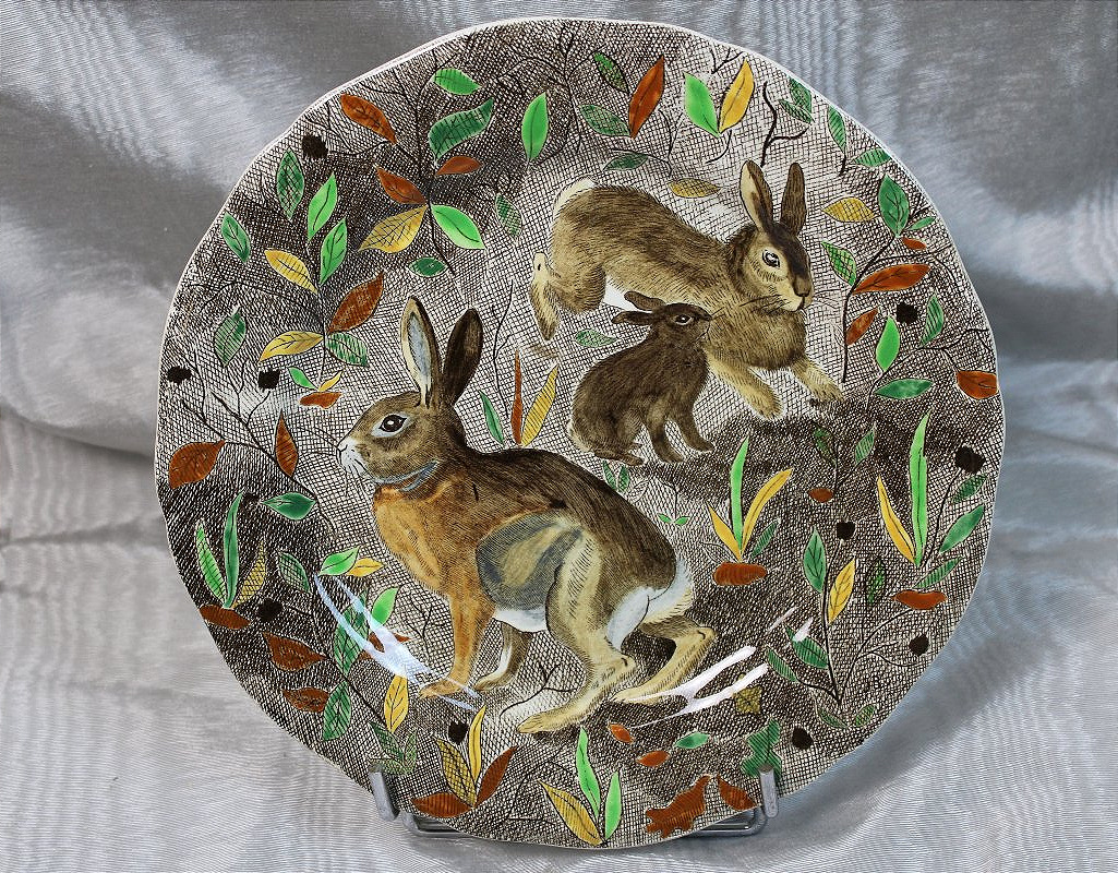 Gien Earthenware Tableware Set With The "rambouillet" Design, Signed By Jean Bertholle (married), Mid-20th Century-photo-3