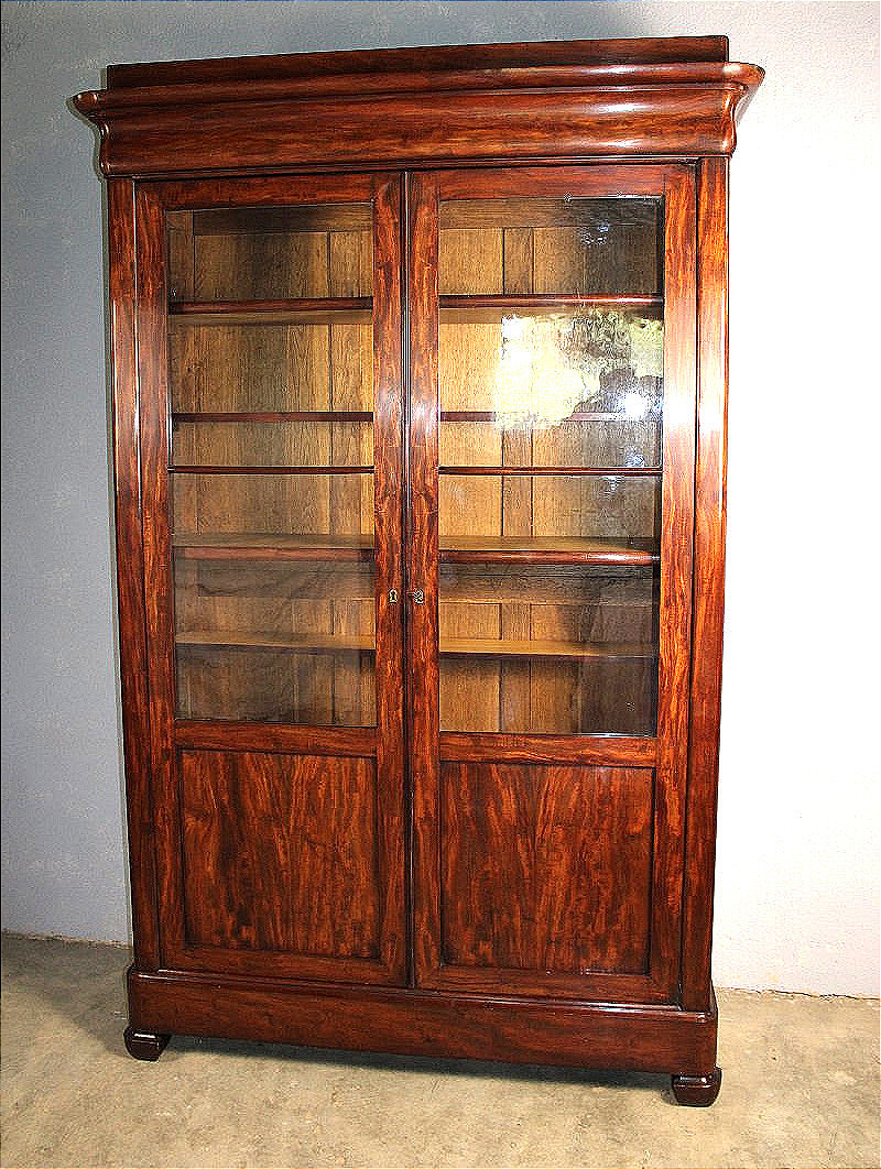 Bibliothèque  vitrée en acajou époque Restauration 19ème