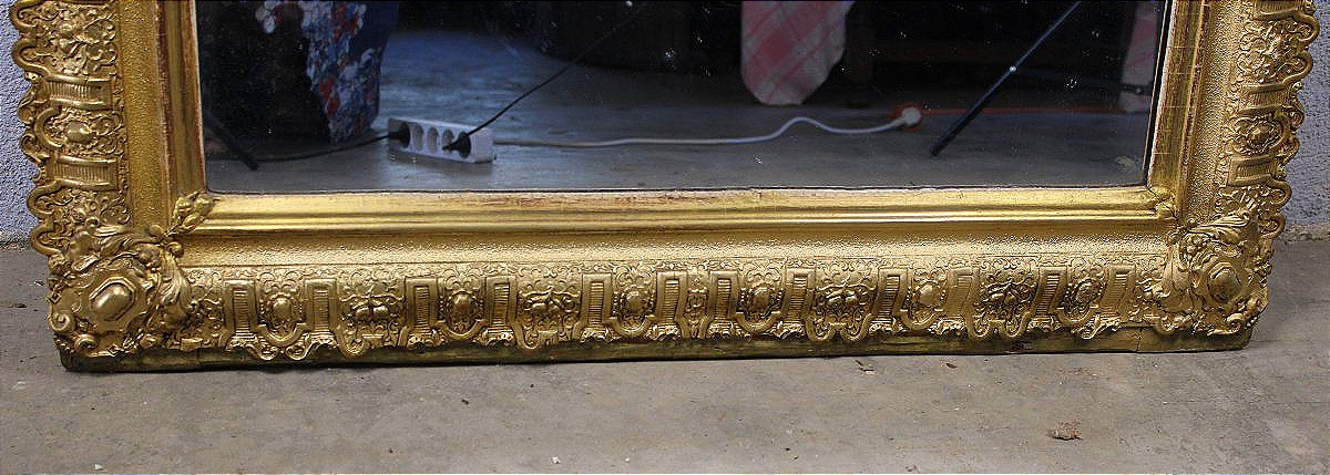 Louis XIV-style Mirror Made Of Wood And Gilded Stucco With Bérain-style Decoration, 19th Century-photo-6