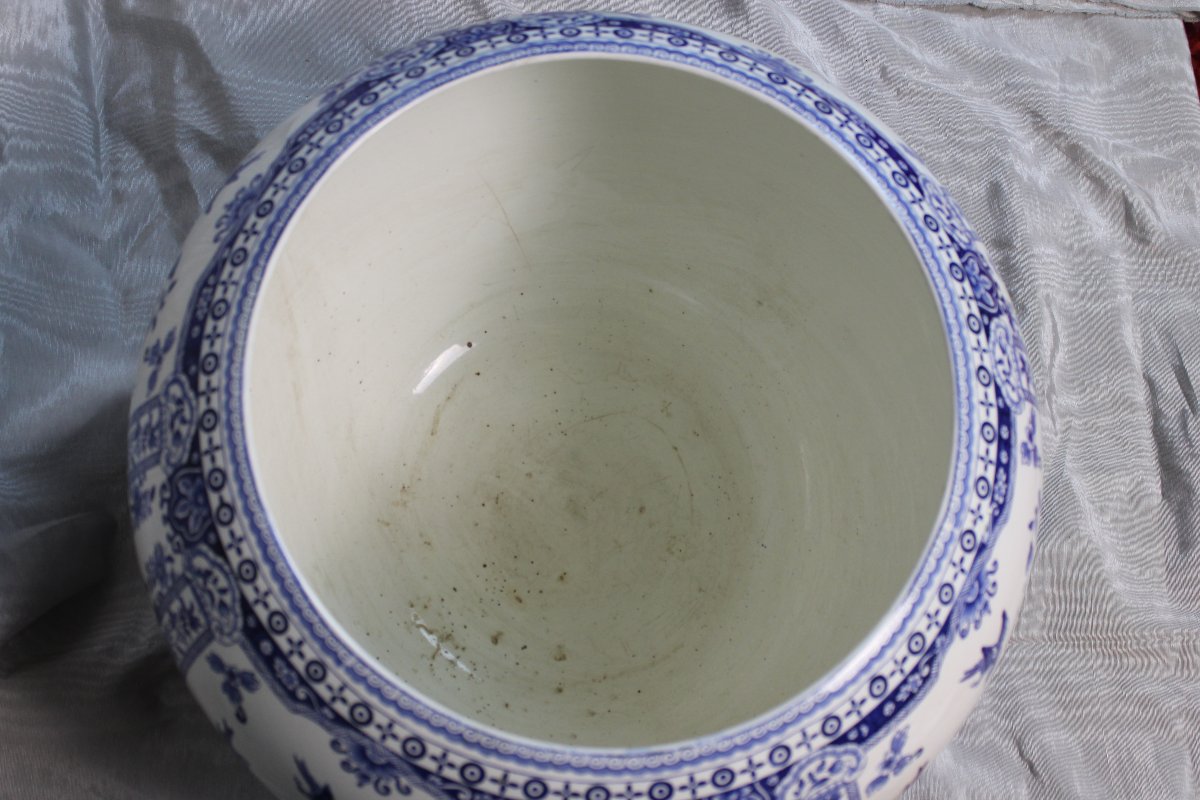 Paire de cache pots en faïence de Gien à décor de Delft très grandes pièces époque 19ème-photo-5