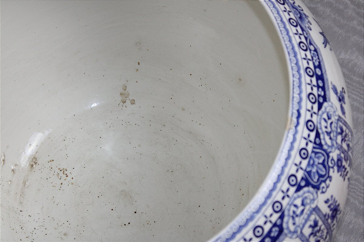Paire de cache pots en faïence de Gien à décor de Delft très grandes pièces époque 19ème-photo-7