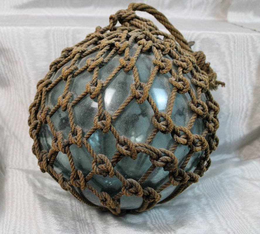 Buoy: A Nautical Artifact Made Of Blown Glass And Rope From The Early 20th Century-photo-2
