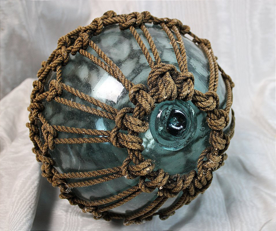 Buoy: A Nautical Artifact Made Of Blown Glass And Rope From The Early 20th Century-photo-2