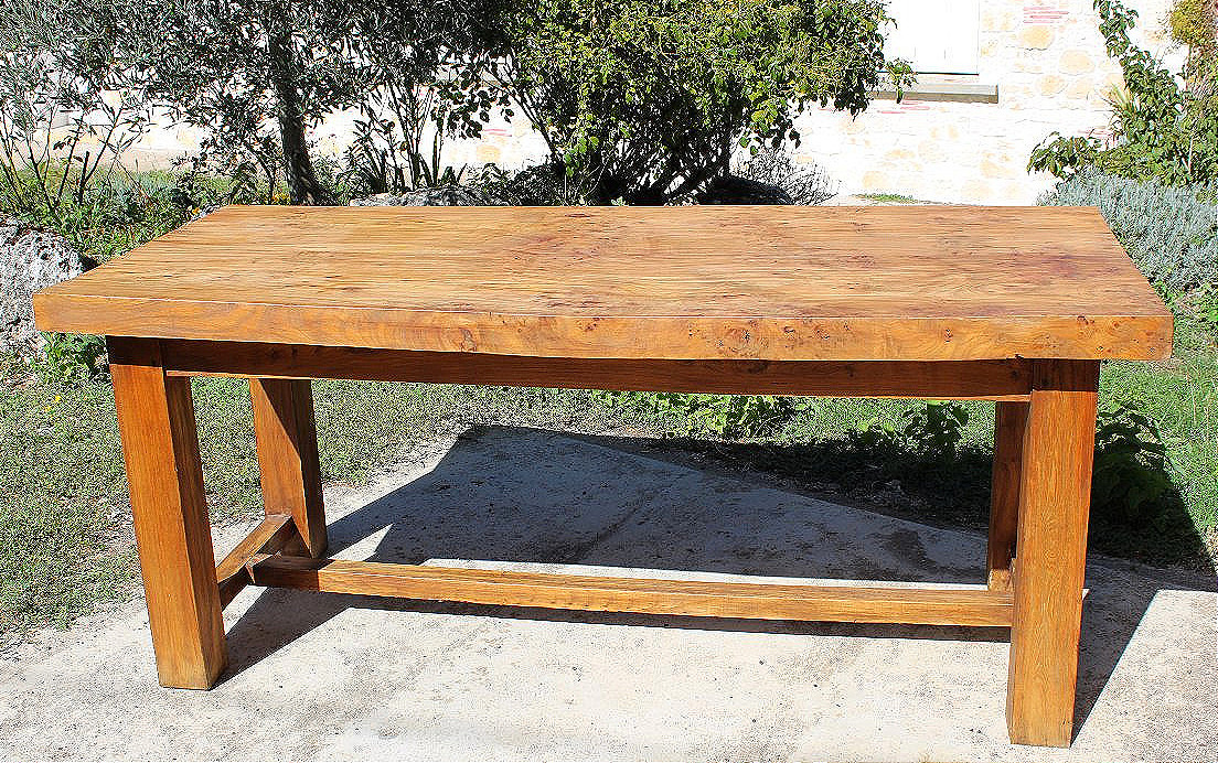 Rectangular Solid Elm Table In A 20th-century Monastic Style, Brutalist Art