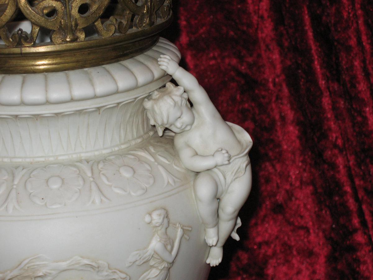 Large Vase In Biscuit Supported Signed E. Jammes Nineteenth-photo-2