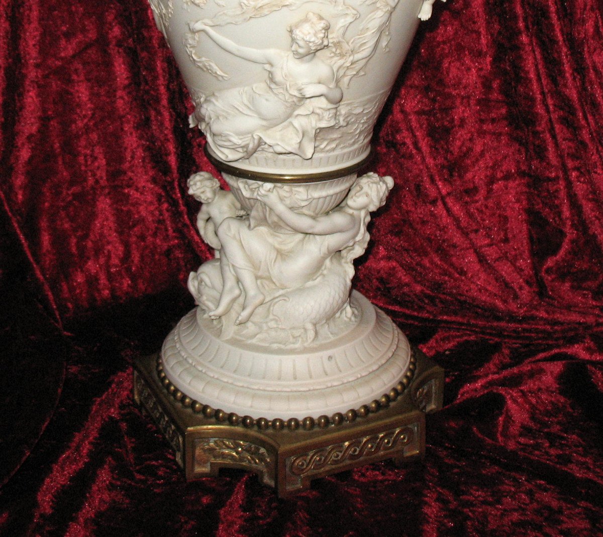 Grand vase en biscuit supporté signé E. Jammes époque 19ème-photo-7