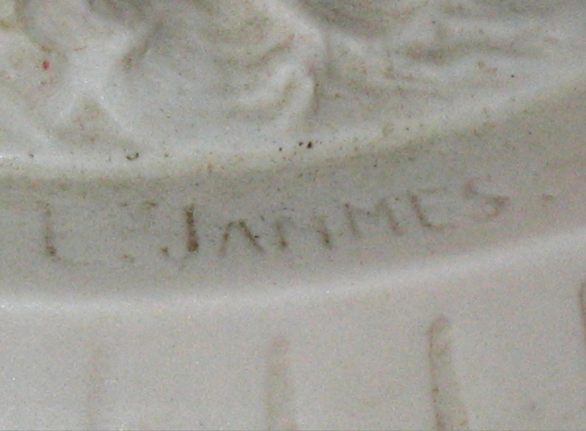 Grand vase en biscuit supporté signé E. Jammes époque 19ème-photo-8