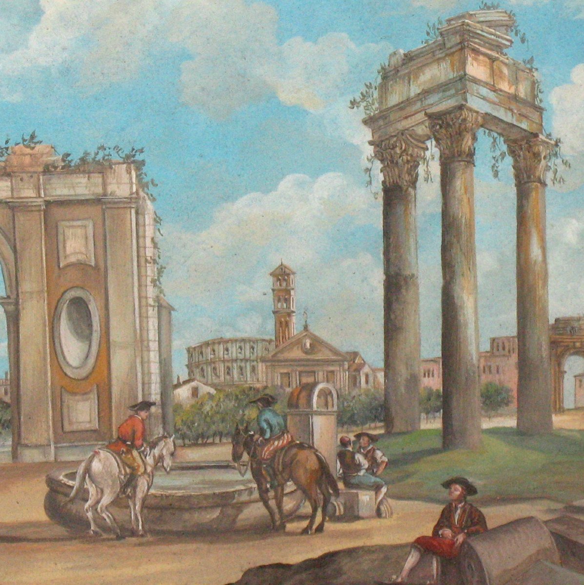 Gouache XVIIIth Antique Italian City-photo-4