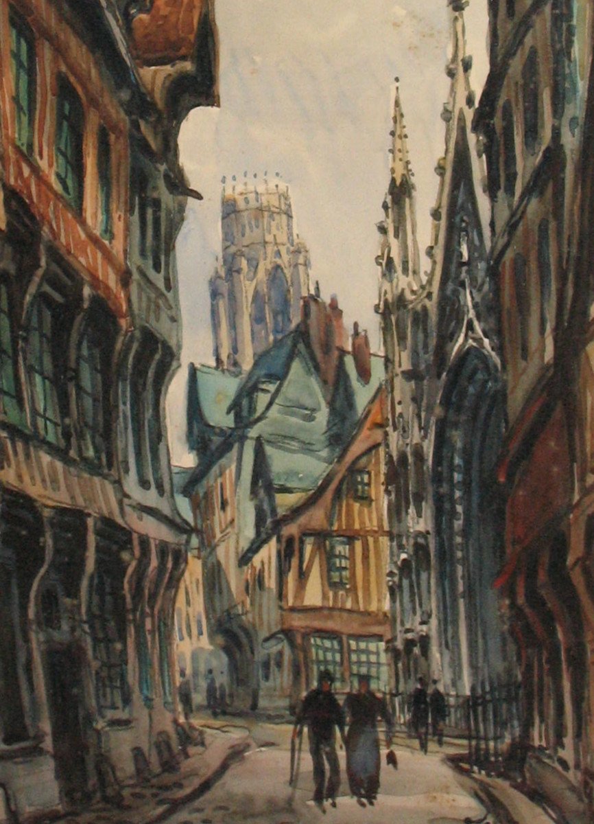 Pierre The Trividic Watercolor Street Rouen Animated-photo-5