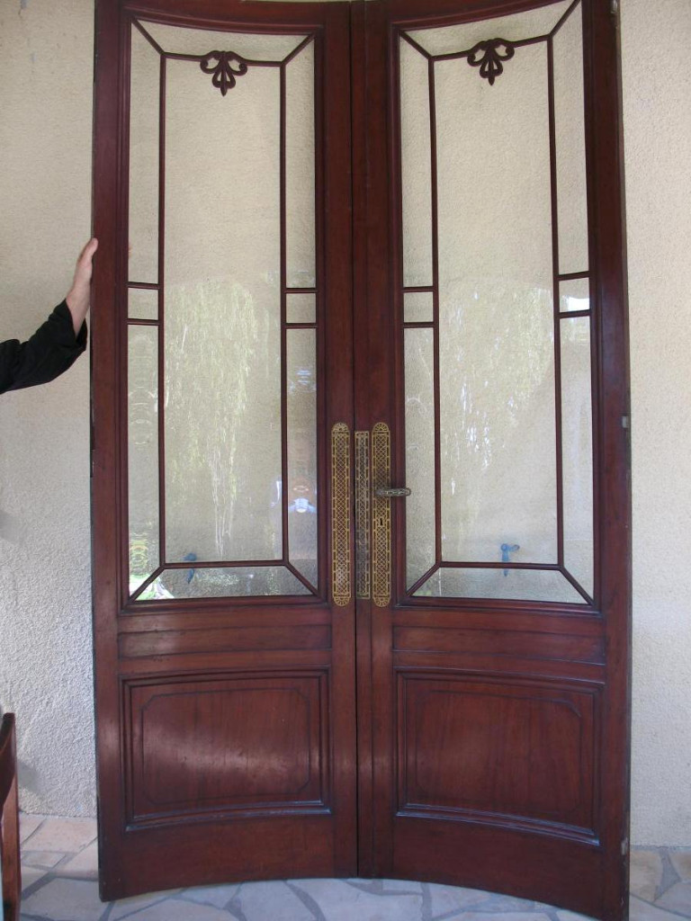 Pair Of Arched Doors Cuban Mahogany Massif High Glazed-photo-3