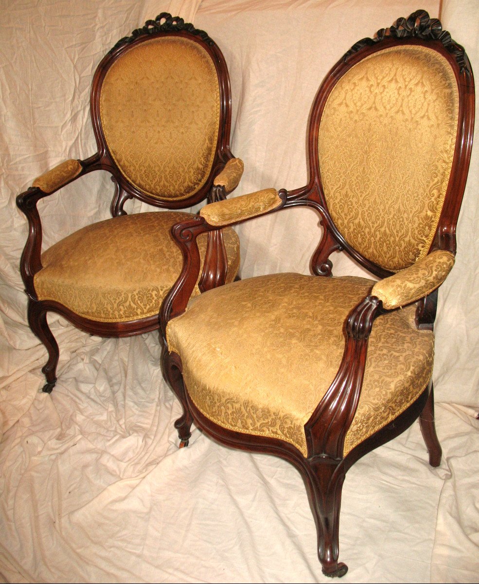 Paire de fauteuils Louis-Philippe en palissandre époque 19ème