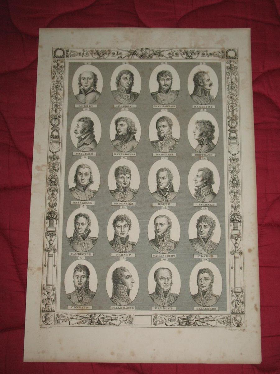 Suite de 5 planches de portraits de personnalités de l'Empire gravées par Bovinet époque 19ème-photo-3