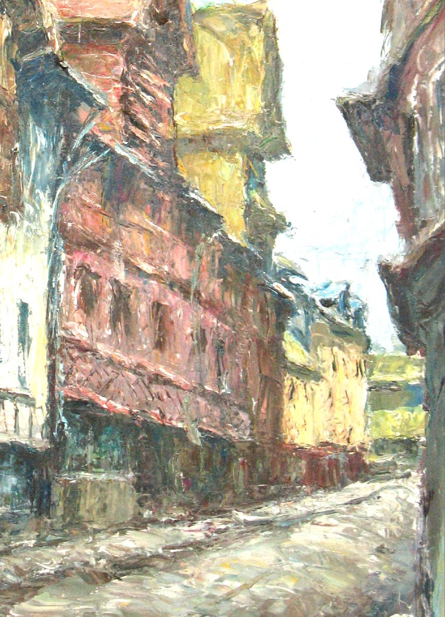 Huile sur panneau Rue de Rouen -  Gaston Laborde-photo-4