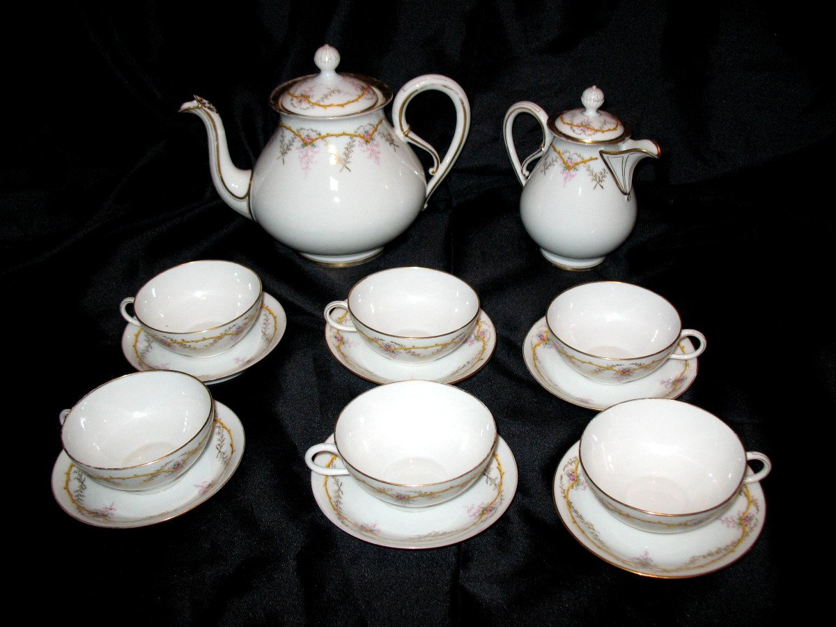 Service à thé en porcelaine de Limoges  J. Pouyat