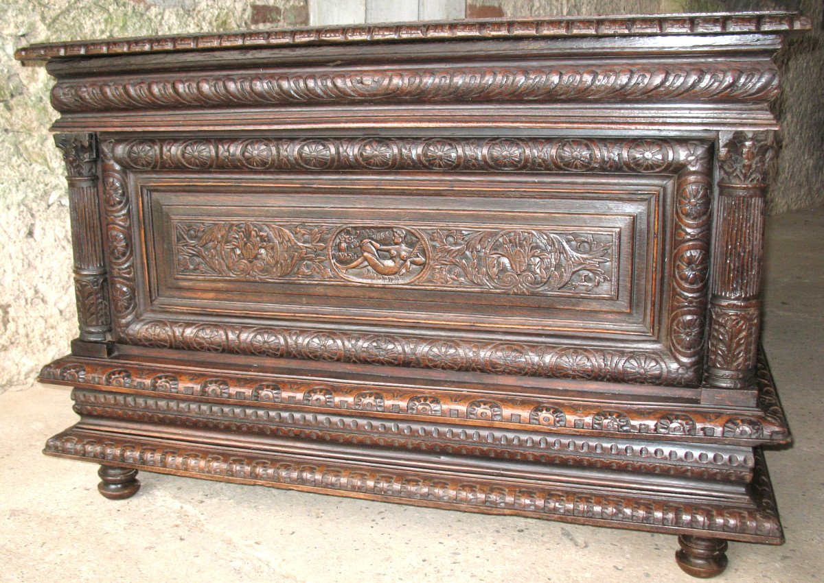 Norman Wedding Chest With Carved Panels Of The Seventeenth-photo-4