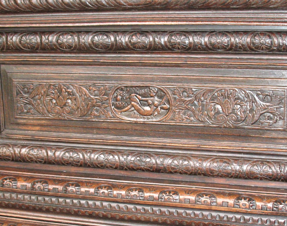 Norman Wedding Chest With Carved Panels Of The Seventeenth-photo-7