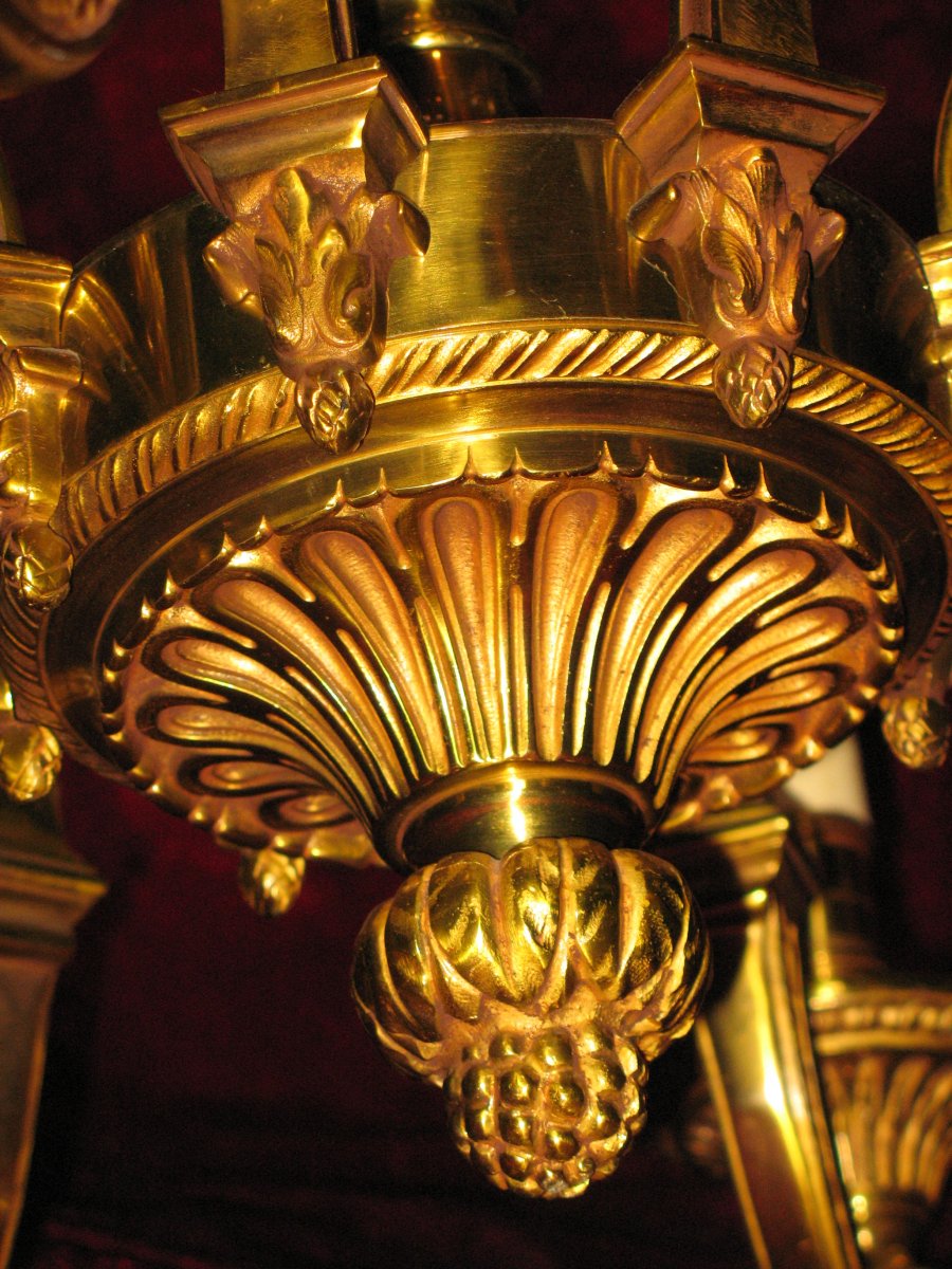 Lustre de style Louis XIV en bronze doré  à 8 lumières époque 20ème-photo-3