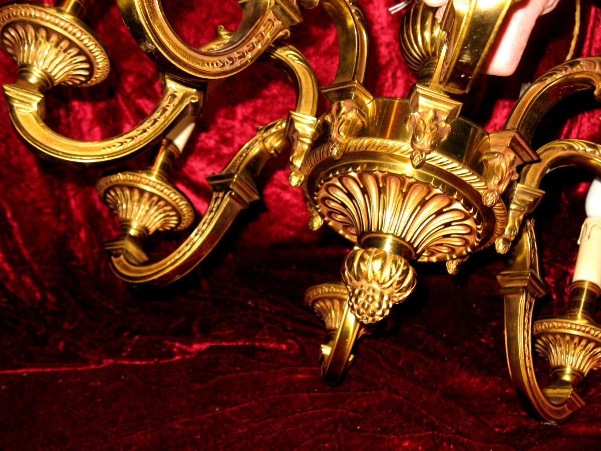Lustre de style Louis XIV en bronze doré  à 8 lumières époque 20ème-photo-2