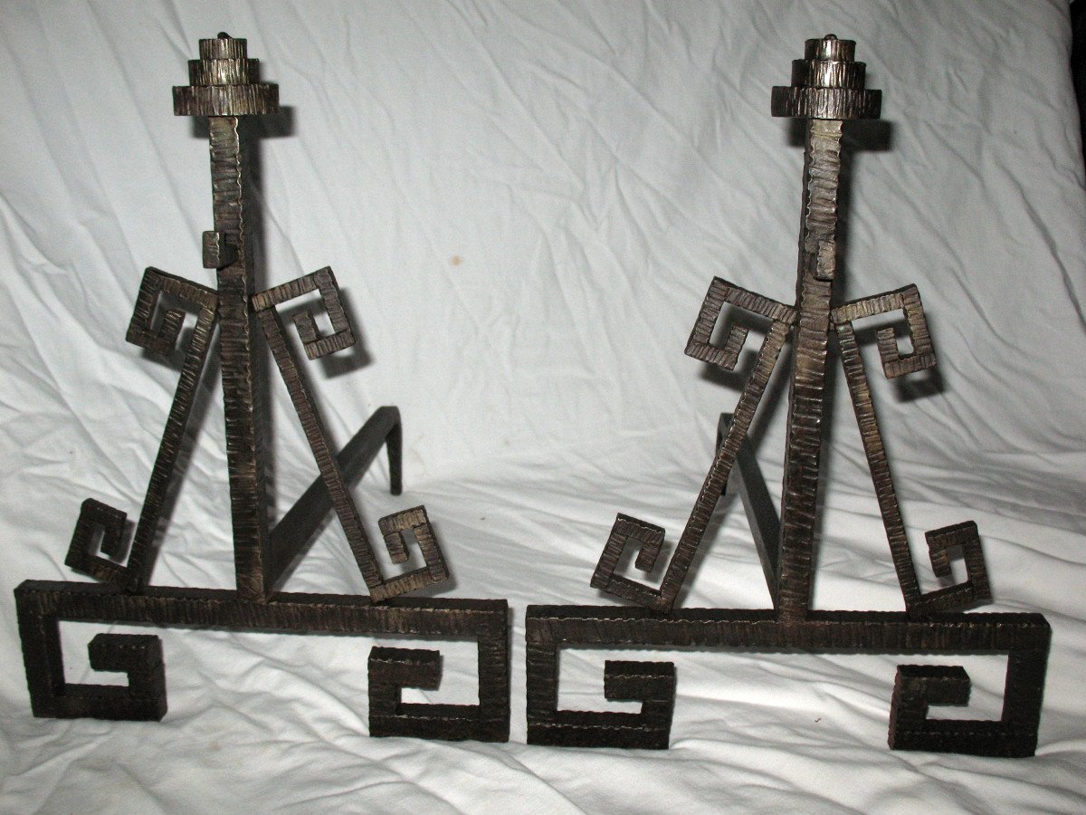 Pair Of Landiers - Art Deco Andirons