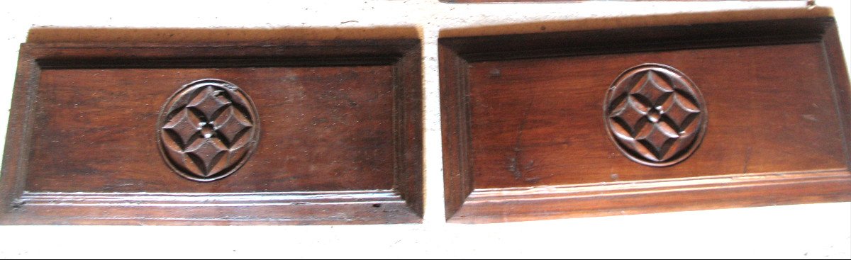 4 Panels Carved In Walnut, 17th Century, Southwest Origin-photo-4