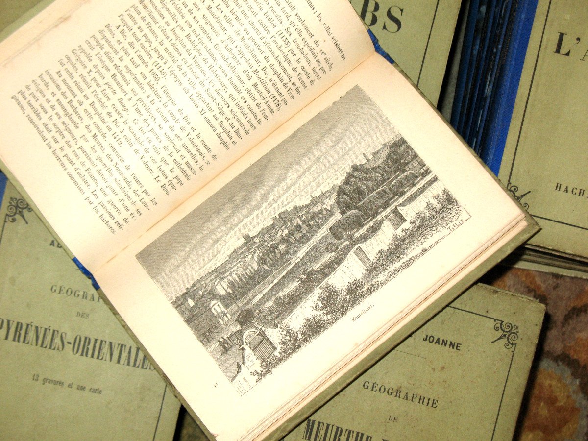 Ensemble de 69 livres sur les départements Français par A. Joanne époque 19ème
