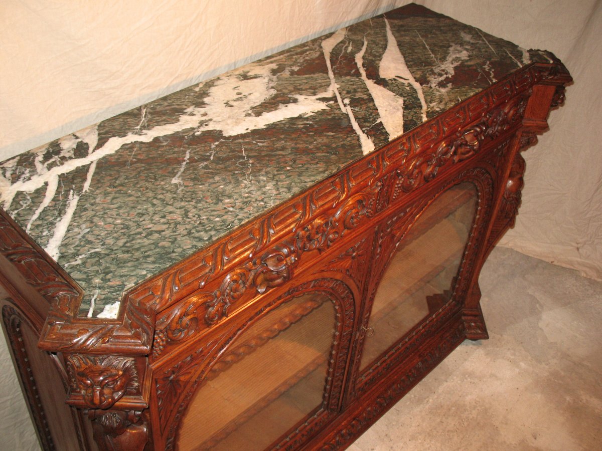 Buffet d'apparat vitré sculpté de style Renaissance provenance  :  château de Toulouse-Lautrec époque 19ème-photo-2