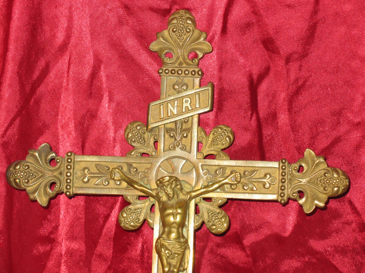 Croix de procession en bronze époque 19ème-photo-2