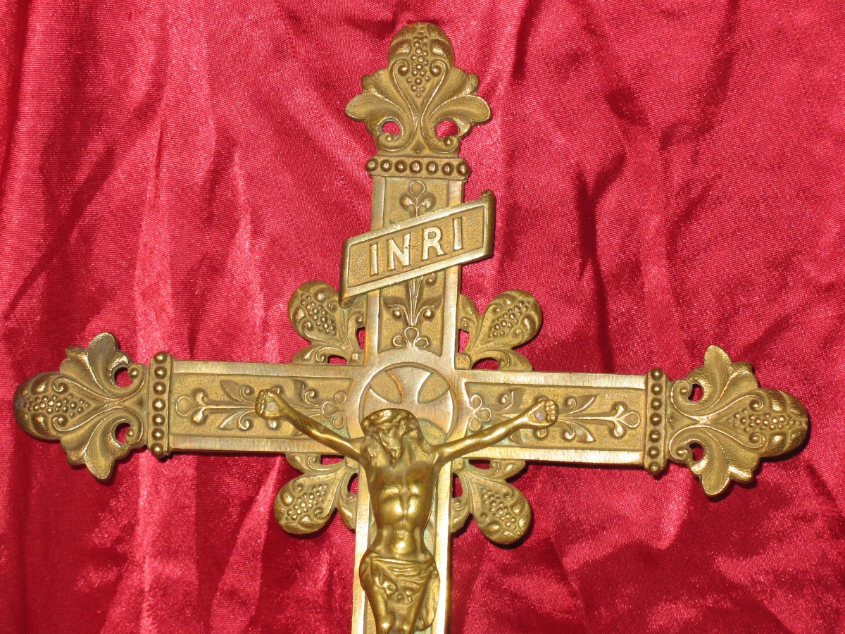 19th Century Bronze Processional Cross-photo-2