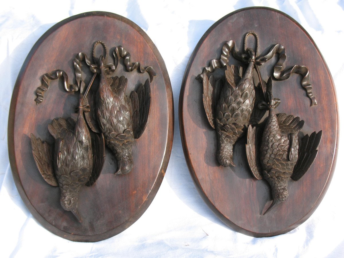 Paire de trophées de chasse en bois sculpté de la Forêt Noire époque 19ème-photo-5