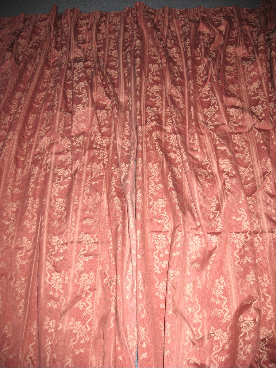 Paire de rideaux tentures portières  avec guirlandes de fleurs style LXVI époque 20ème-photo-3