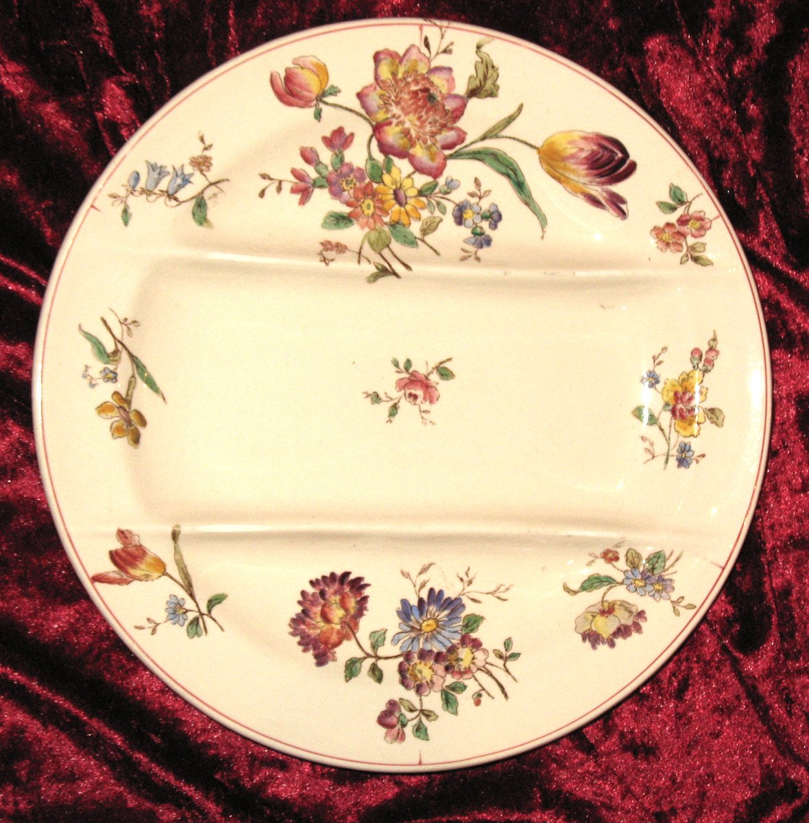 Longchamp Earthenware Asparagus Service, 19th Century Pompadour Decor-photo-6