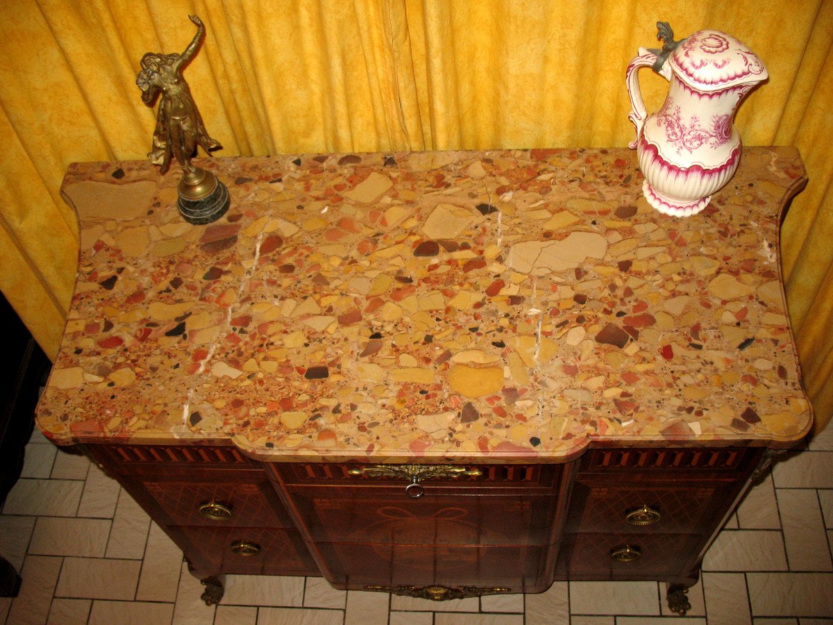 Commode With Projection And Curved Sides In Transition Style Marquetry Stamped Giblin-photo-5