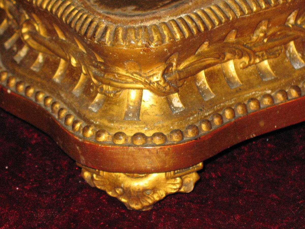 18th Century Gilded Wood Plinths For Pendulum And Its Candelabra Or Bronze, Vases ...-photo-4