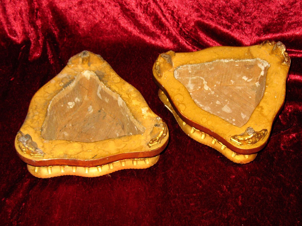 18th Century Gilded Wood Plinths For Pendulum And Its Candelabra Or Bronze, Vases ...-photo-6