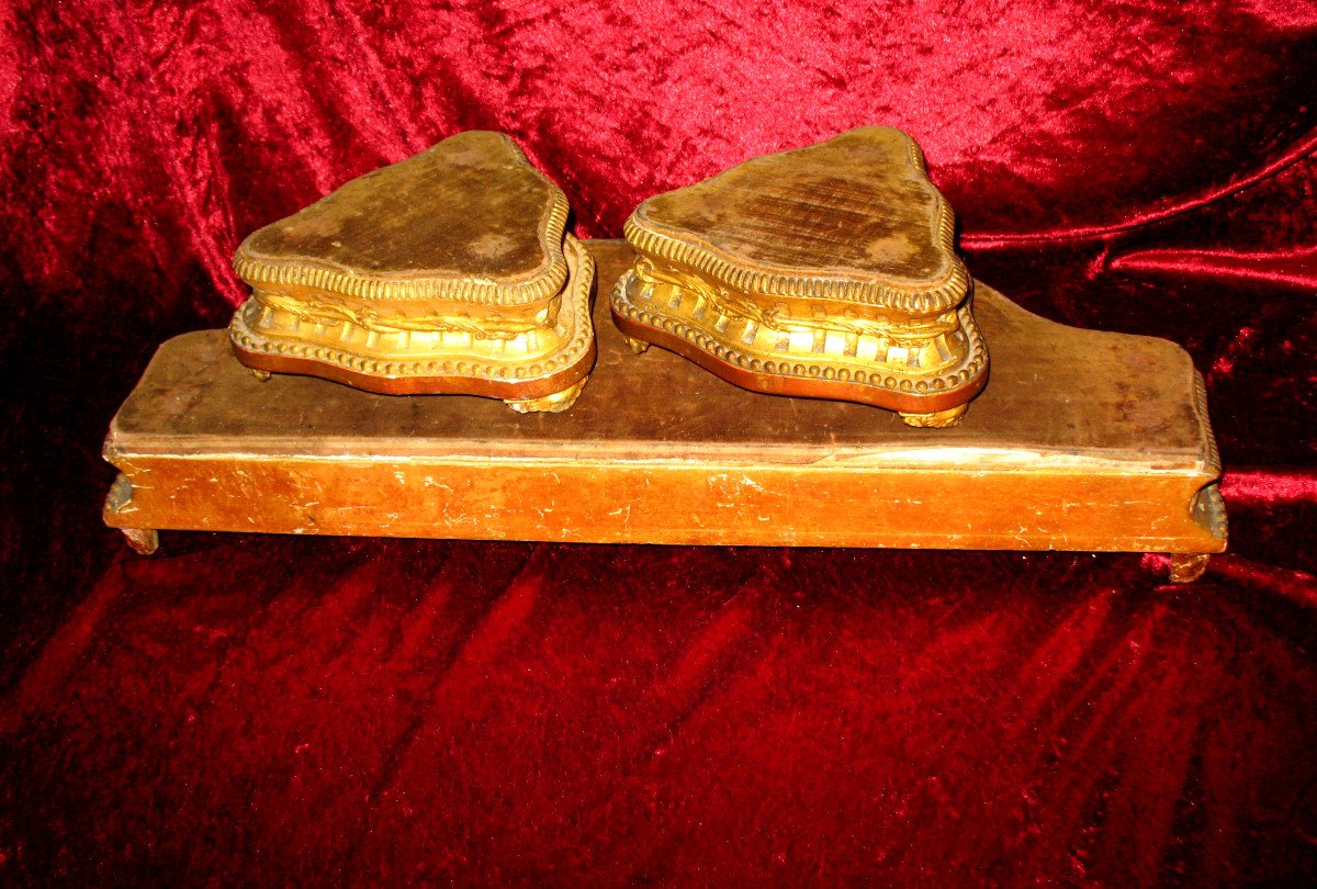 18th Century Gilded Wood Plinths For Pendulum And Its Candelabra Or Bronze, Vases ...-photo-7