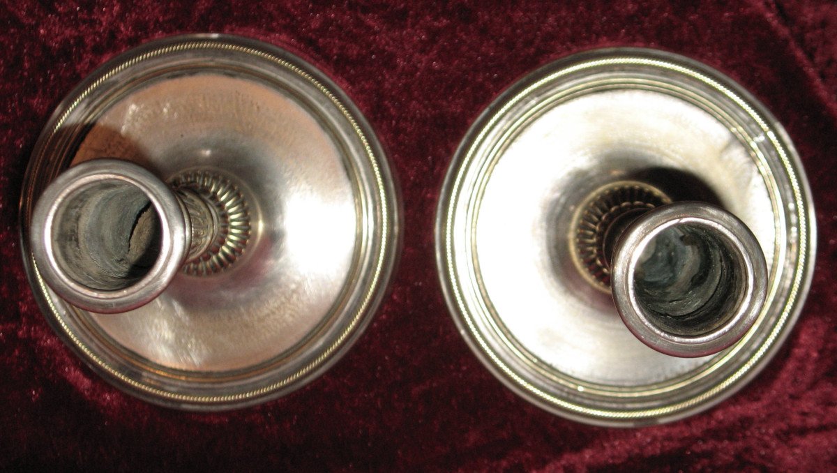 Pair Of Empire Period Silvered Bronze Candlesticks-photo-6