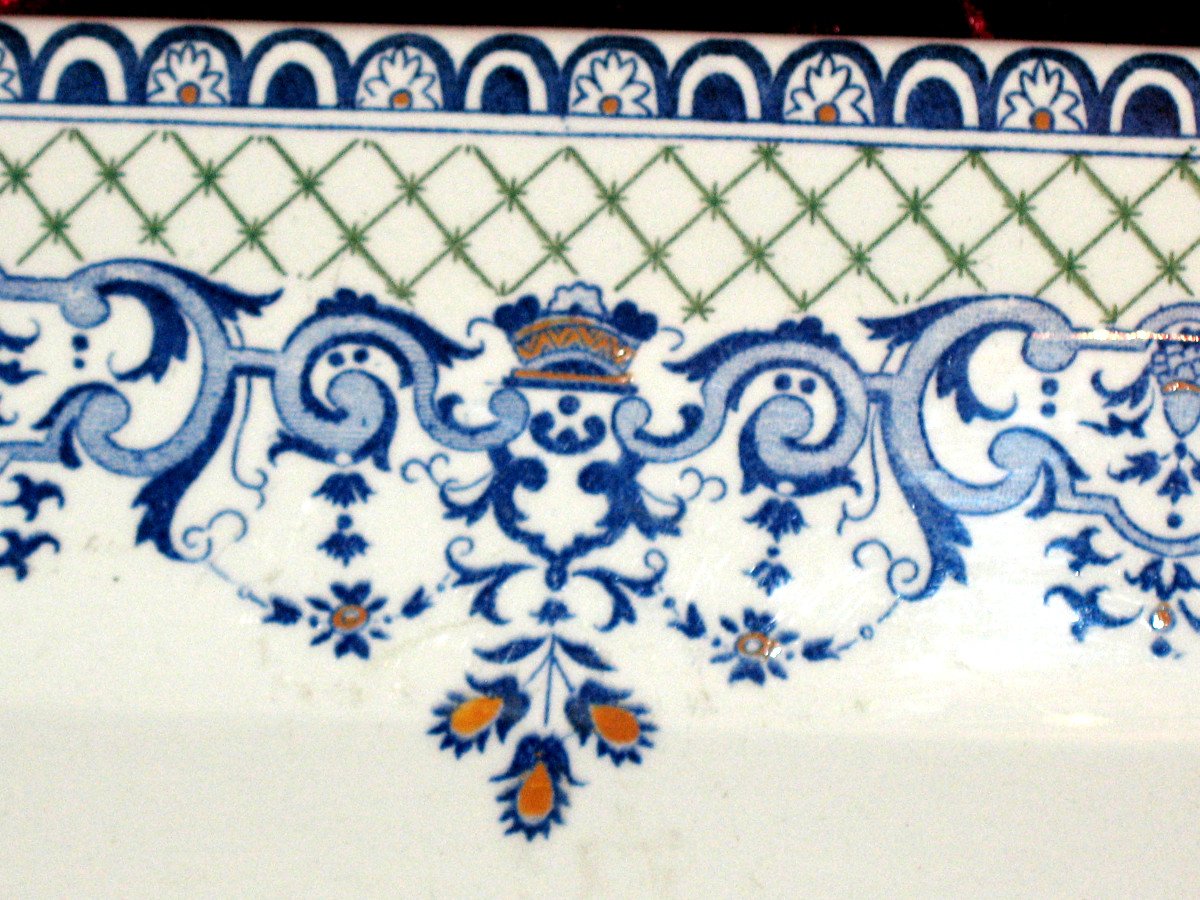 Large Presentation Dish In Gien Earthenware Decor From Rouen-photo-2