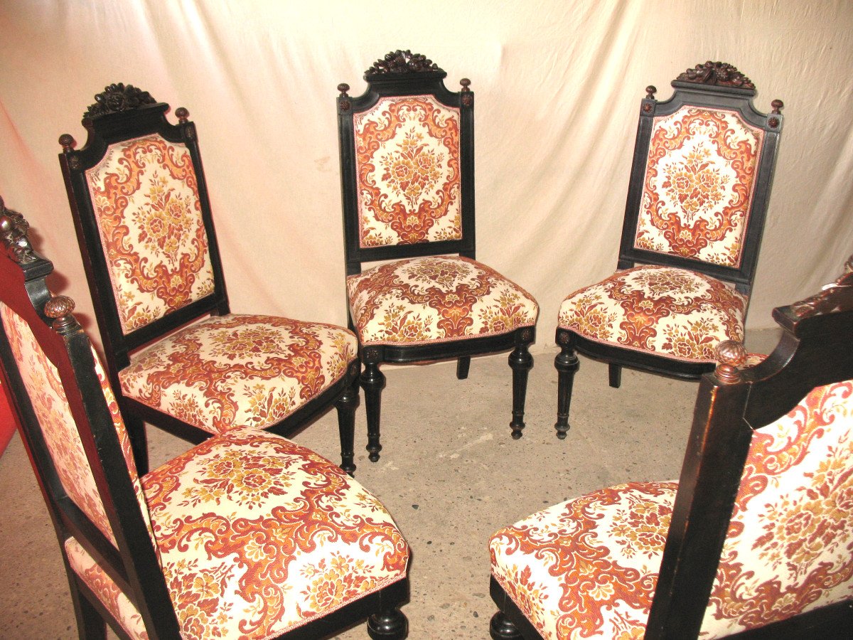 Suite Of 6 Mahogany Chairs Napoleon III Louis XVI Style-photo-2