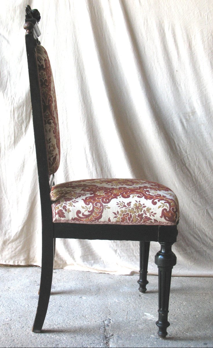 Suite de 6 chaises en acajou époque Napoléon III 19ème de style Louis XVI-photo-3