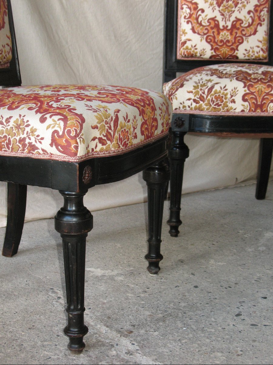 Suite de 6 chaises en acajou époque Napoléon III 19ème de style Louis XVI-photo-5