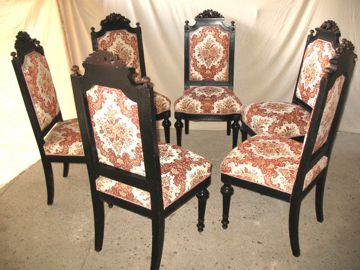 Suite de 6 chaises en acajou époque Napoléon III 19ème de style Louis XVI