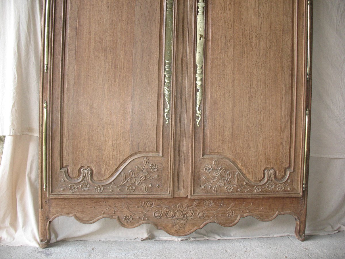 Boiserie façade d'armoire de mariage normande en chêne naturel sculpté époque 19ème-photo-3